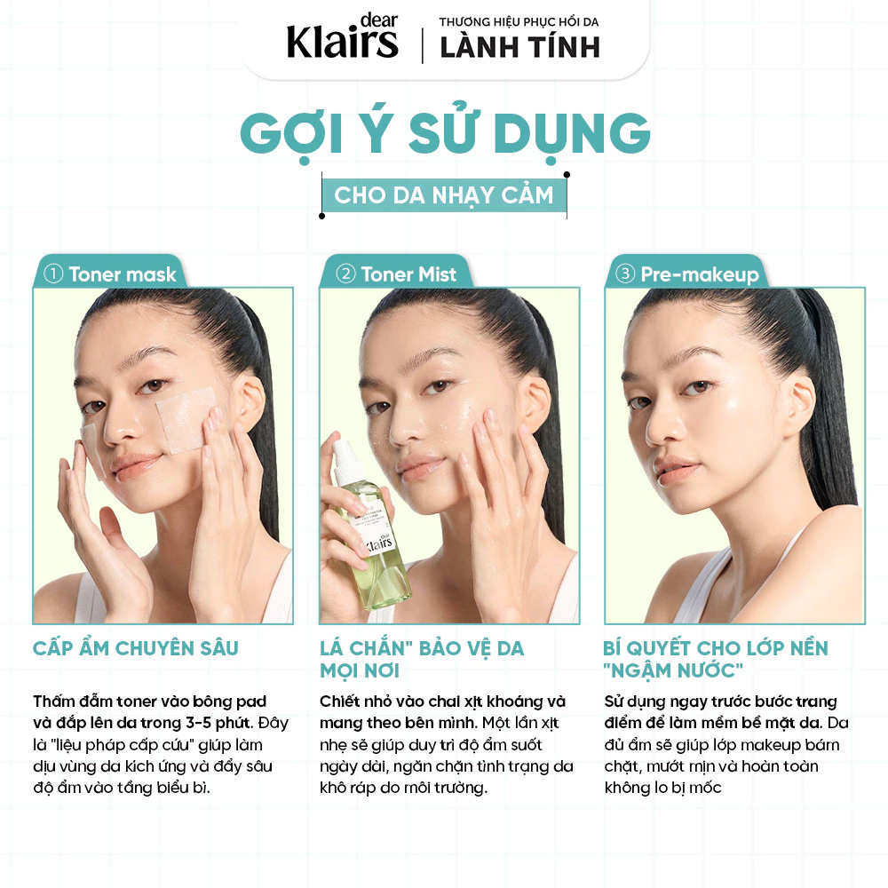 Nước Hoa Hồng Dear Klairs Supple Preparation Cica Toner 180ml