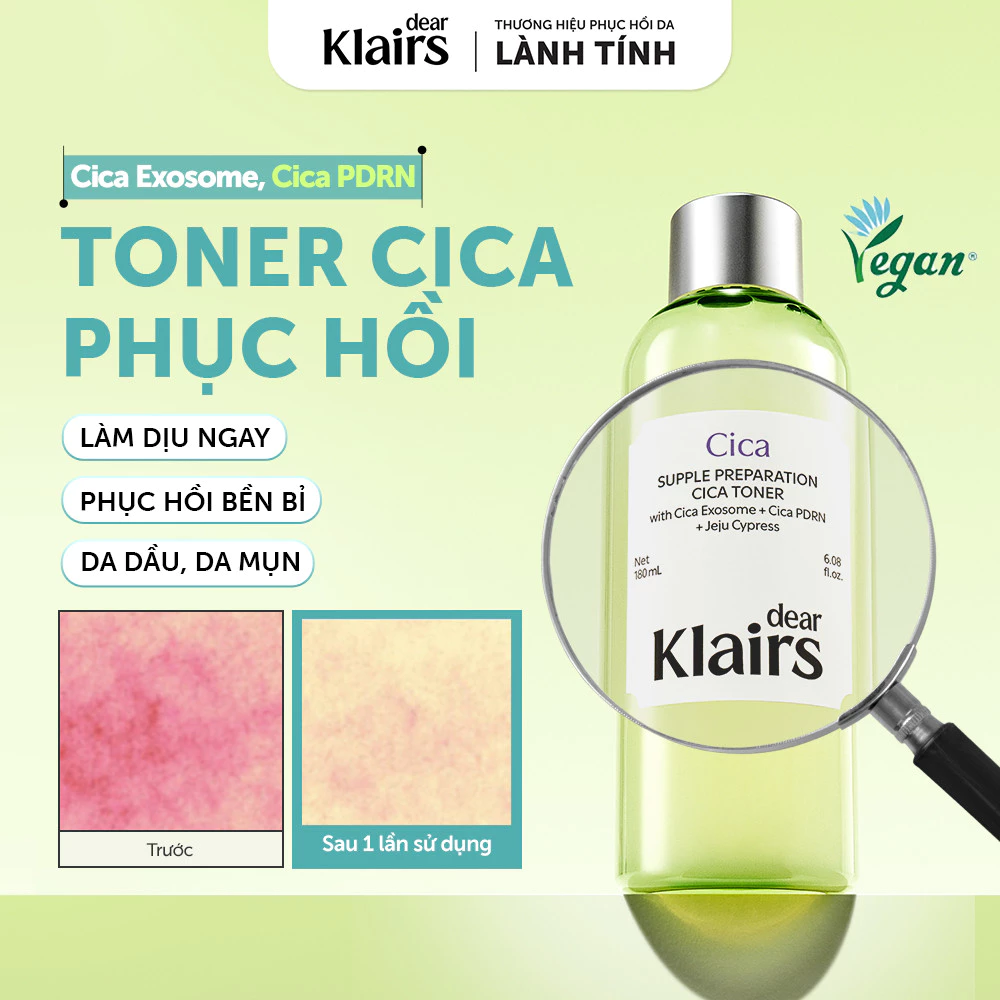 Nước Hoa Hồng Dear Klairs Supple Preparation Cica Toner 180ml